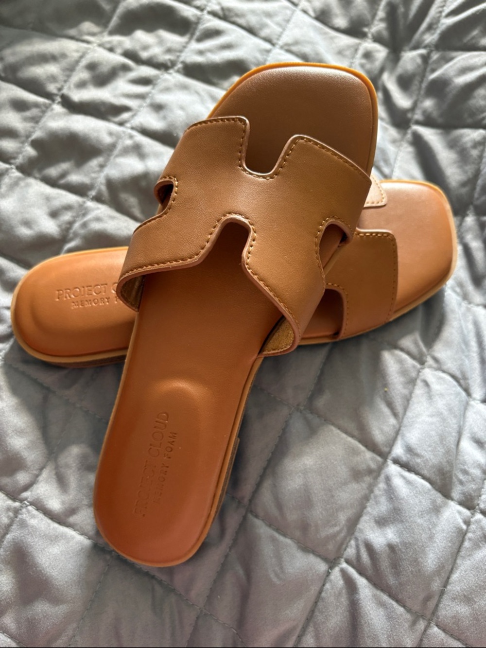 Brown Slide Sandals with Cutout Design